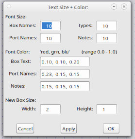 Adjust fonts dialog.